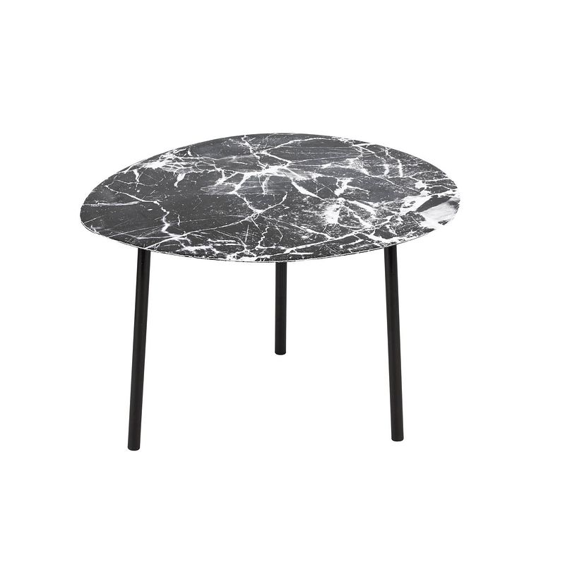 Foto van Leitmotiv - bijzettafel ovoid marble look large - zwart