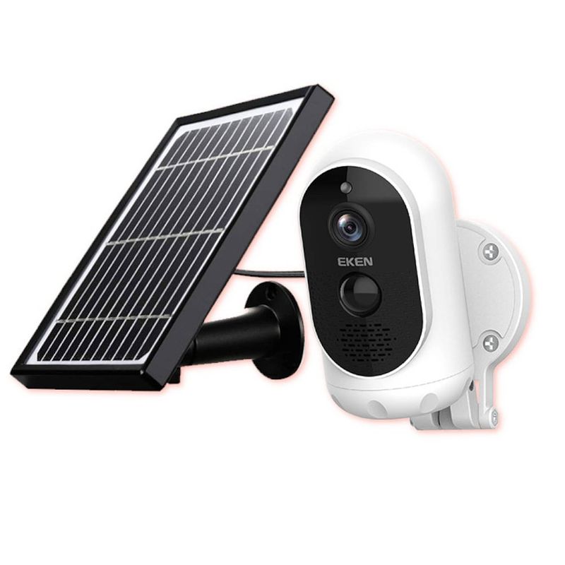 Foto van Eken astro 2 draadloze beveiligingscamera met zonnepaneel 1080p video waterproof - wit