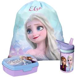 Foto van Disney frozen lunchbox set voor kinderen - 3-delig - lila - incl. gymtas/schooltas - lunchboxen