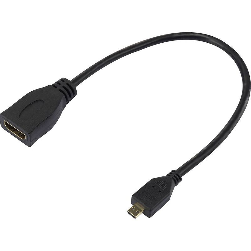 Foto van Raspberry pi® hdmi-adapter raspberry pi [1x hdmi-stekker d micro - 1x hdmi-bus] 23.5 cm zwart