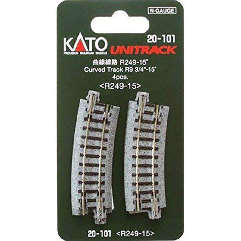 Foto van 7078110 n kato unitrack gebogen rails 15 ° 249 mm