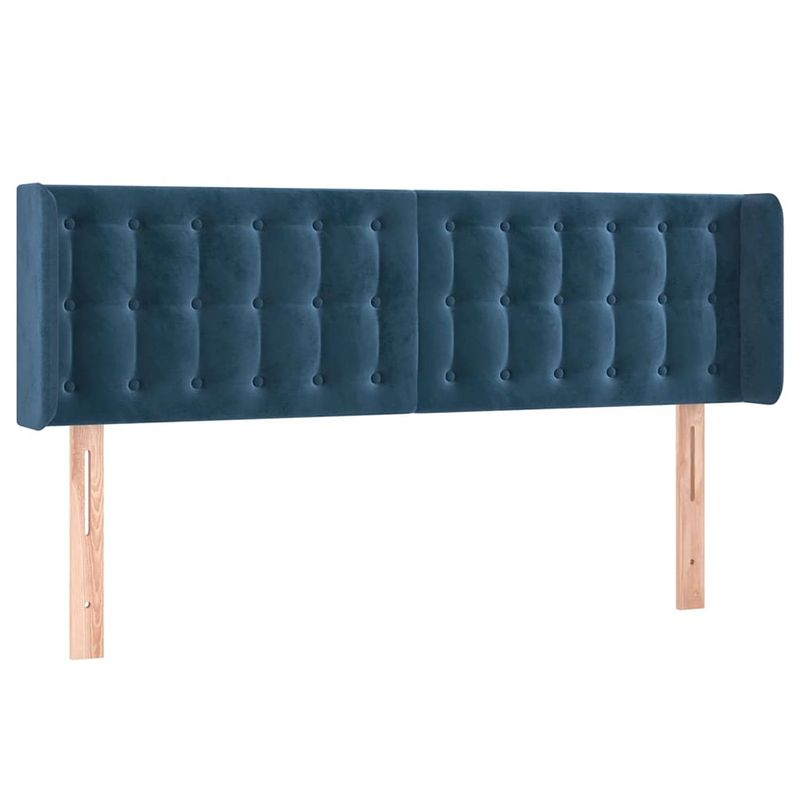 Foto van The living store hoofdbord - bedmeubilair - 147 x 16 x 78/88 cm - fluweel - donkerblauw