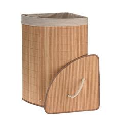 Foto van 4goodz bruine opvouwbare bamboe wasmand hoekmodel 60x35x35 cm - bruin