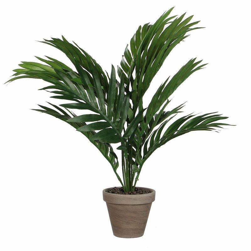 Foto van Groene areca palm kunstplant in pot 40 cm woonaccessoires/woondecoraties - kunstplanten