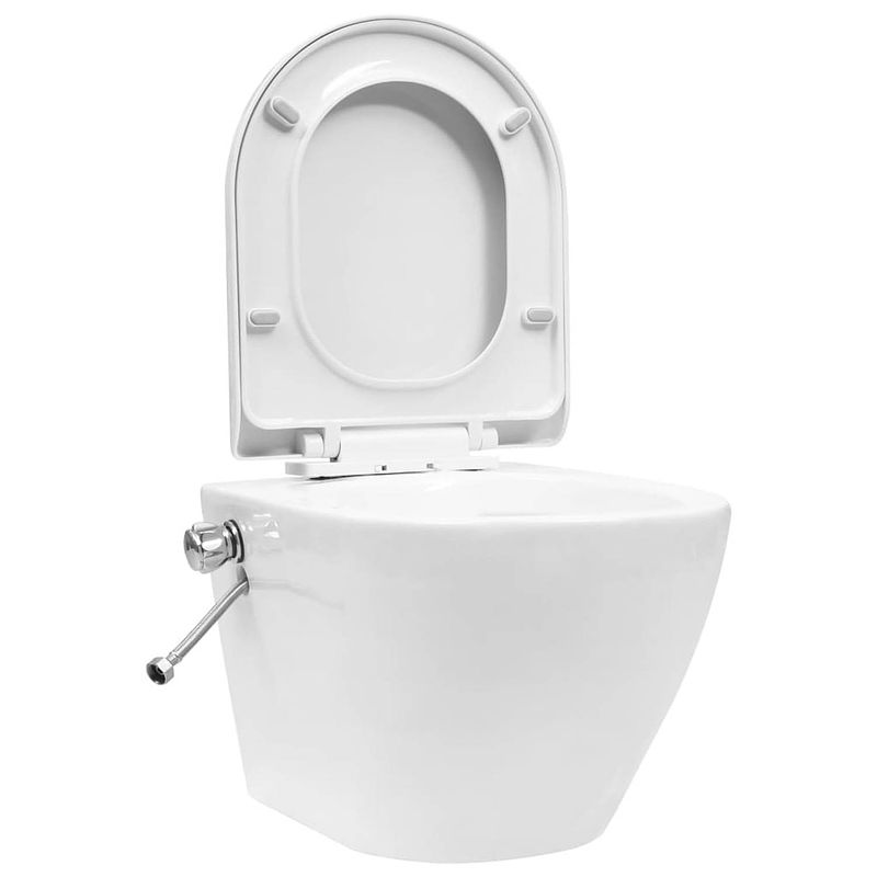 Foto van Vidaxl hangend toilet randloos met bidetfunctie keramiek wit