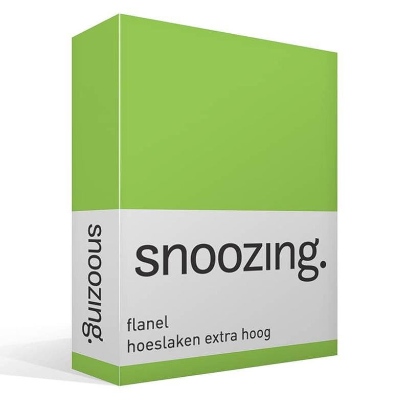 Foto van Snoozing - flanel - hoeslaken - extra hoog - 180x200 - lime