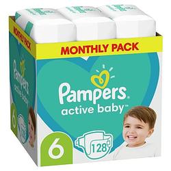 Foto van Pampers - active baby dry - maat 6 - maandbox - 128 stuks - 13/18kg