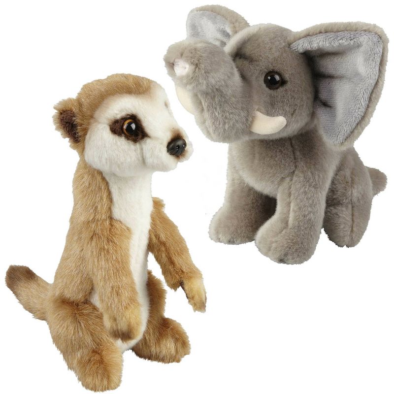 Foto van Knuffeldieren set olifant en stokstaartje pluche knuffels 18 cm - knuffeldier