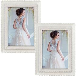 Foto van 2x stuks kunststof fotolijst parel wit geschikt voor een foto van 15 x 20 cm - fotolijsten