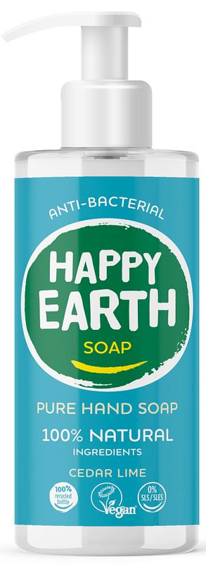 Foto van Happy earth 100% natuurlijke hand soap cedar lime