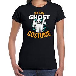 Foto van Ghost costume halloween verkleed t-shirt zwart voor dames m - feestshirts