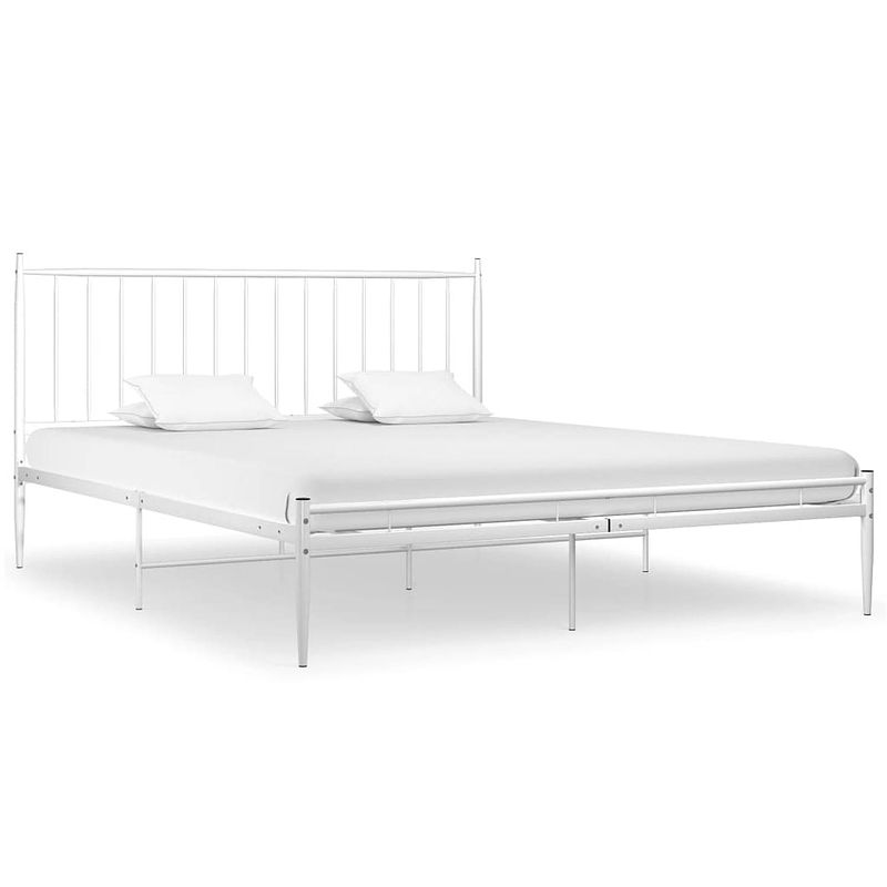 Foto van The living store bedframe - tweepersoons - metaal - 208 x 146 x 97.5 cm - wit - montage vereist