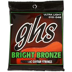 Foto van Ghs bb10u bright bronze ultra light snarenset voor westerngitaar