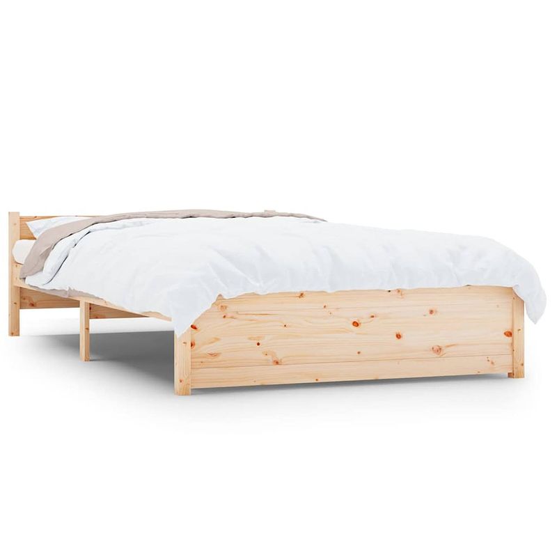 Foto van The living store houten bedframe - 195.5 x 140.5 x 51 cm - massief grenenhout - comfortabel hoofdeinde