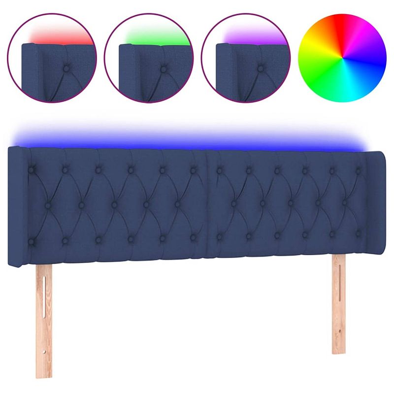 Foto van Vidaxl hoofdbord led 147x16x78/88 cm stof blauw