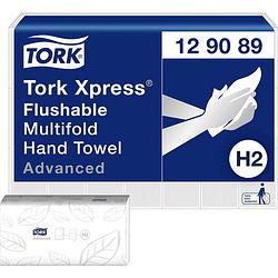 Foto van Tork 129089 xpress ® sneloplossende multifold-handdoeken wit h2, advanced, 2-laags, 21 x 200 vel, 129089