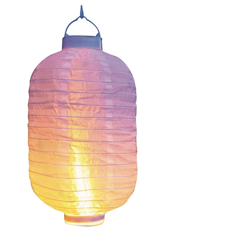 Foto van 6x stuks luxe solar lampion/lampionnen wit met realistisch vlameffect 20 x 30 cm - lampionnen