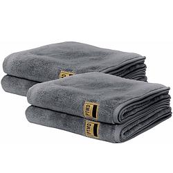 Foto van Ptmd luxe handdoeken - badhanddoek - 100% katoen - 600 g/m² -70 x 140 cm- grijs - set van 4
