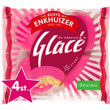 Foto van Echte enkhuizer glace roze koeken 4 x 55g bij jumbo