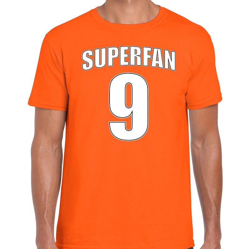 Foto van Oranje shirt / kleding superfan nummer 9 voor ek/ wk voor heren 2xl - feestshirts