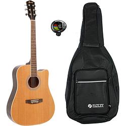 Foto van Fazley w40-nt akoestische western gitaar naturel + gigbag + stemapparaat