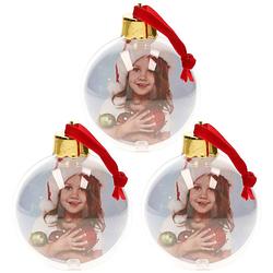 Foto van 3x stuks diy foto/fotolijst kunststof kerstballen transparant 8 cm - kerstbal