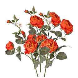Foto van Top art kunstbloem roos ariana - 3x - oranje - 73 cm - kunststof steel - decoratie bloemen - kunstbloemen