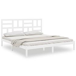 Foto van The living store bedframe houten - 180 x 200 cm - wit - stabiel en comfortabel