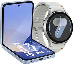 Foto van Samsung galaxy z flip 6 256gb blauw 5g + samsung galaxy watch 7 zilver 44mm