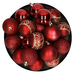 Foto van Kunststof kerstballen 20x stuks rood mix 6 cm - kerstbal