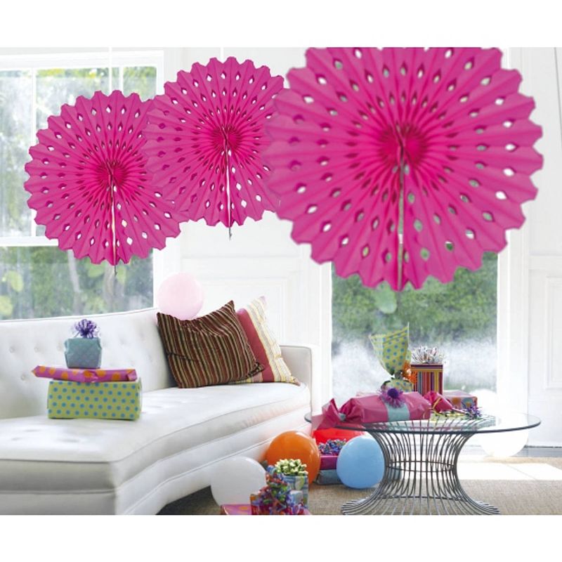 Foto van Honeycomb waaiers fuchsia 45 cm - hangdecoratie