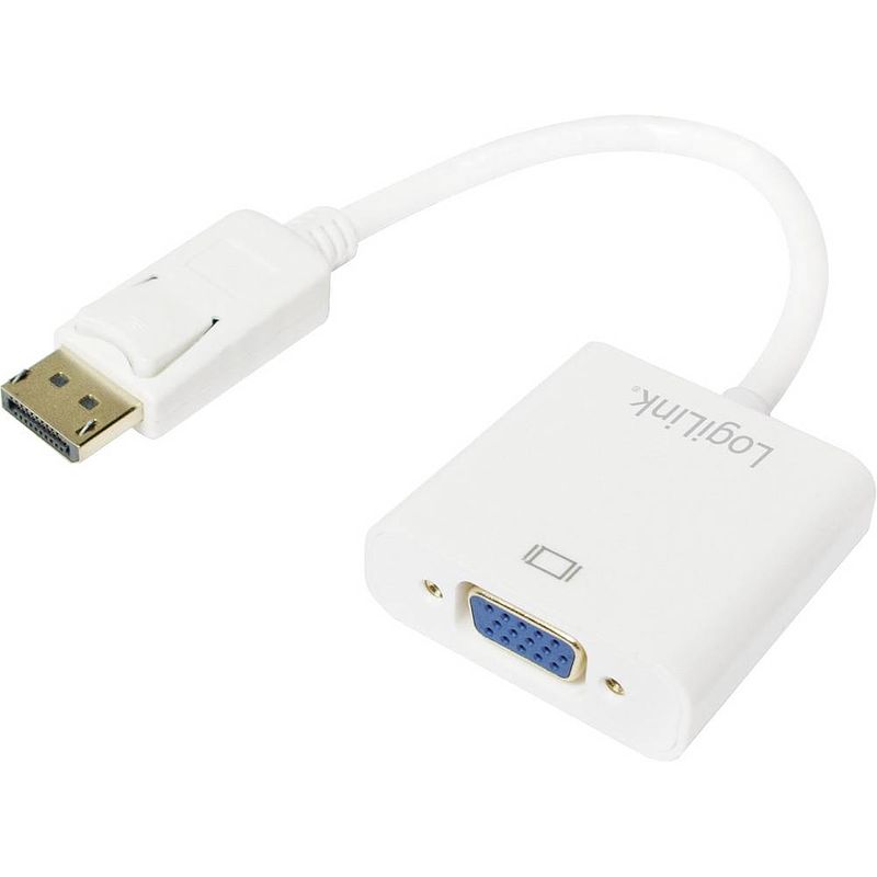 Foto van Logilink cv0059b adapter [1x displayport stekker - 1x vga-bus] wit 15.00 cm