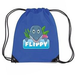 Foto van Flippy de dolfijn rugtas / gymtas blauw voor kinderen - gymtasje - zwemtasje