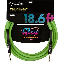 Foto van Fender professional glow in the dark jackkabel 6.35 mm recht groen 5.5 meter