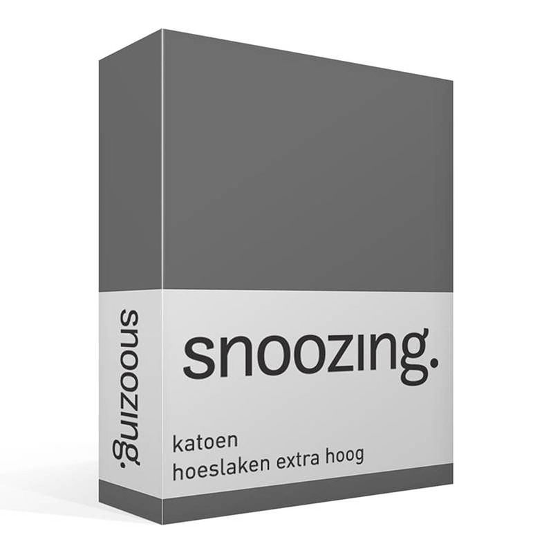 Foto van Snoozing - katoen - extra hoog - hoeslaken - 100x200 - antraciet