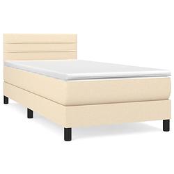 Foto van The living store boxspringbed crème 203x100x78/88 cm - pocketvering matras 100x200x20 cm - huidvriendelijk topmatras