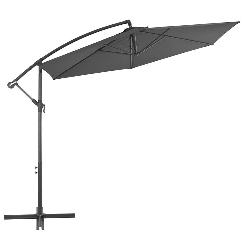 Foto van The living store parasol antraciet 300 x 244 cm - uv-beschermend polyester - stevige kruisvoet