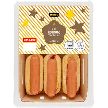 Foto van Jumbo mini hotdogs met ketchup 6 stuks