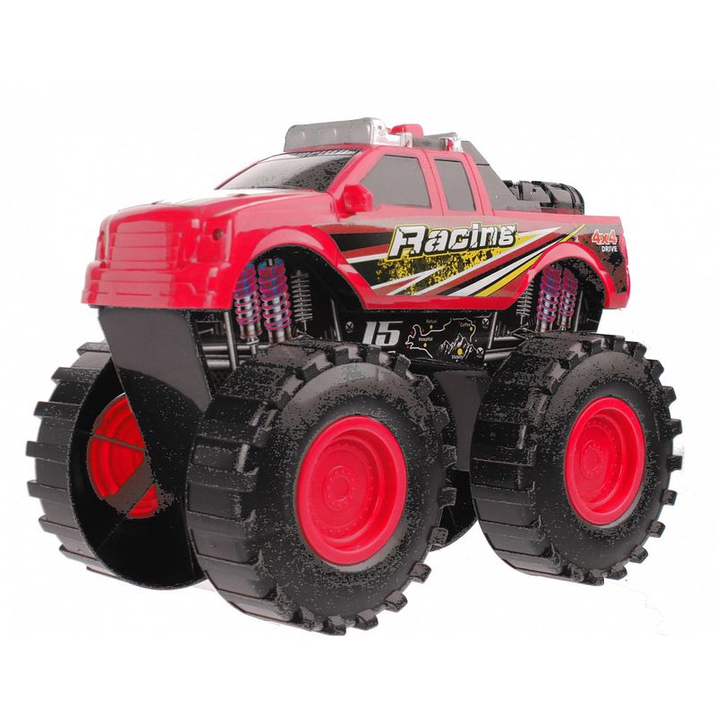 Foto van Jonotoys monstertruck met licht en geluid rood 19 cm