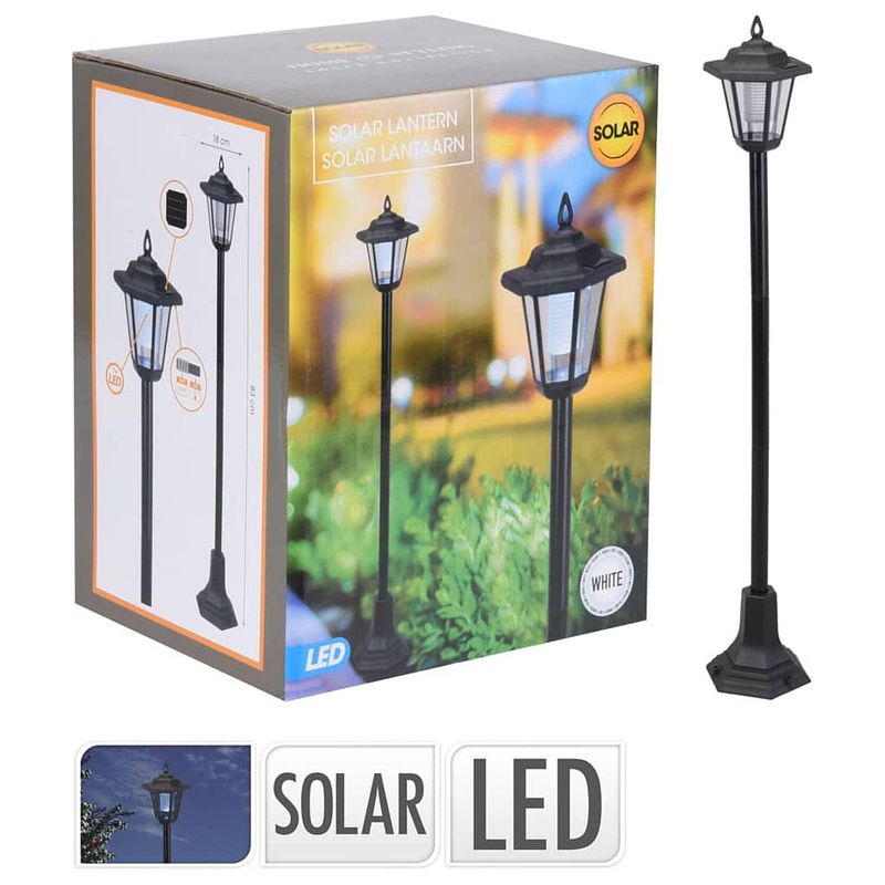 Foto van Progarden paallamp solar led 18x83 cm wit en zwart