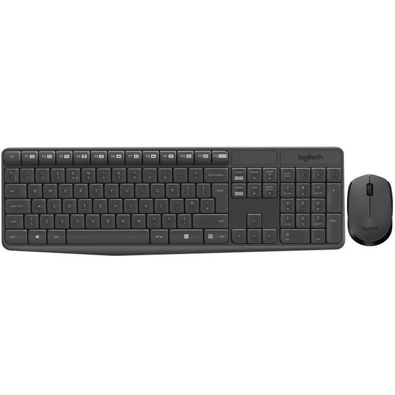 Foto van Logitech mk235-toetsenbordset voor muis - draadloos - qwerty - usb-ontvanger