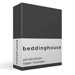 Foto van Beddinghouse percale katoen topper hoeslaken - 100% percale katoen - 1-persoons (80/90x200 cm) - anthracite