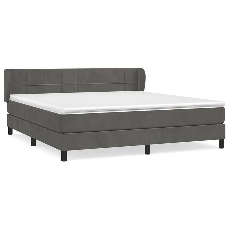 Foto van The living store boxspringbed - donkergrijs fluweel - 180 x 200 cm - pocketvering