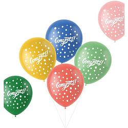 Foto van Folat ballonnen congrats! retro gestipt 33 cm latex 6 stuks