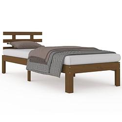 Foto van The living store bedframe massief hout honingbruin 75x190 cm 2ft6 small single - bed