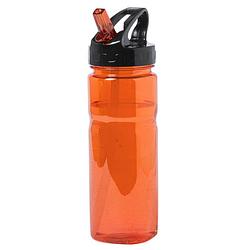 Foto van Kunststof waterfles/drinkfles/sportfles - oranje transparant - met drinktuit - 650 ml - drinkflessen