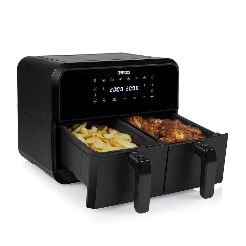 Foto van Princess 182068 double basket airfryer - dubbele heteluchtfriteuse - 2 manden x 4 liter - touchscreen