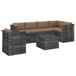 Foto van Vidaxl 7-delige loungeset met kussens pallet massief grenenhout