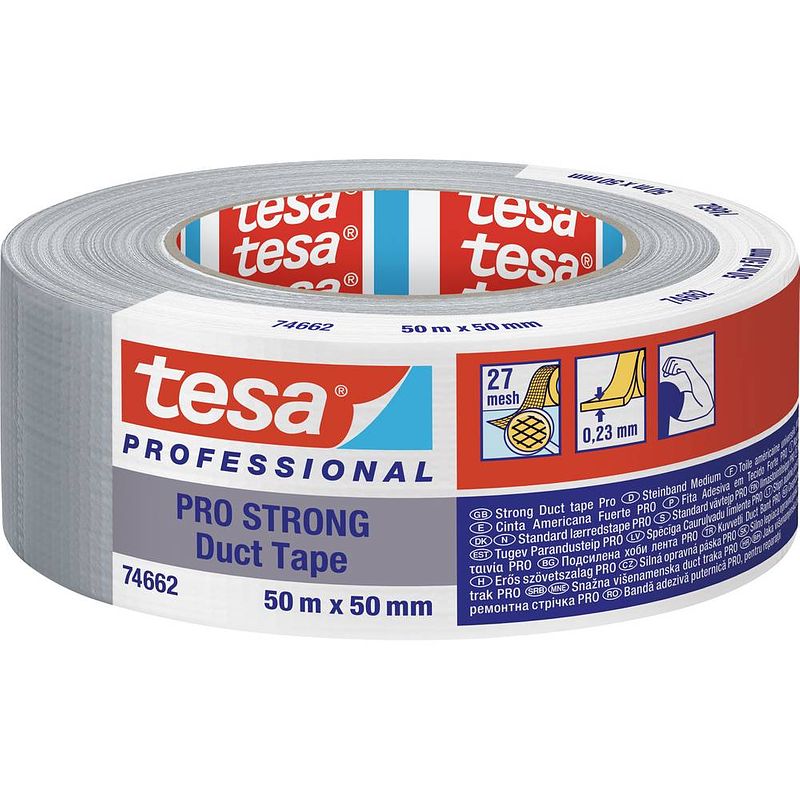 Foto van Tesa duct tape pro-strong 74662-00003-00 reparatietape grijs (l x b) 50 m x 50 mm 1 stuk(s)