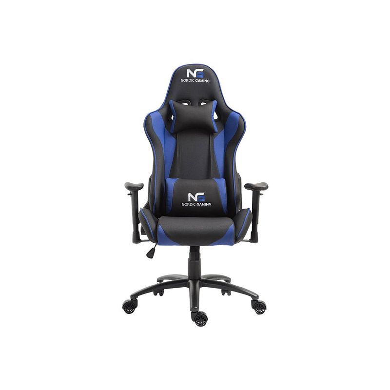 Foto van Nordic gaming racer gamestoel zwart en blauw.